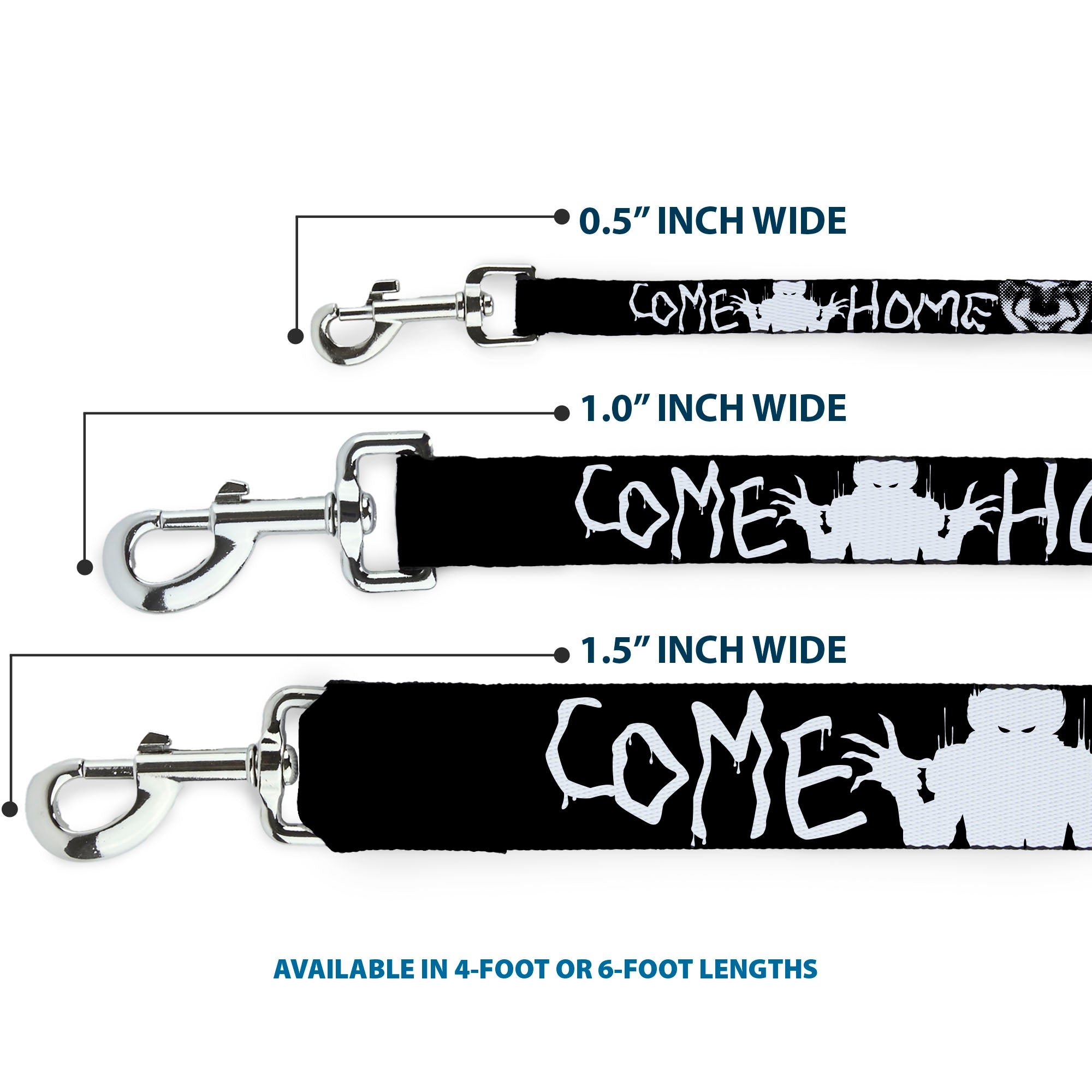 Dog Leash - IT Pennywise Face Close-Up COME HOME-COME BACK AND PLAY Black/White Dog Leashes IT