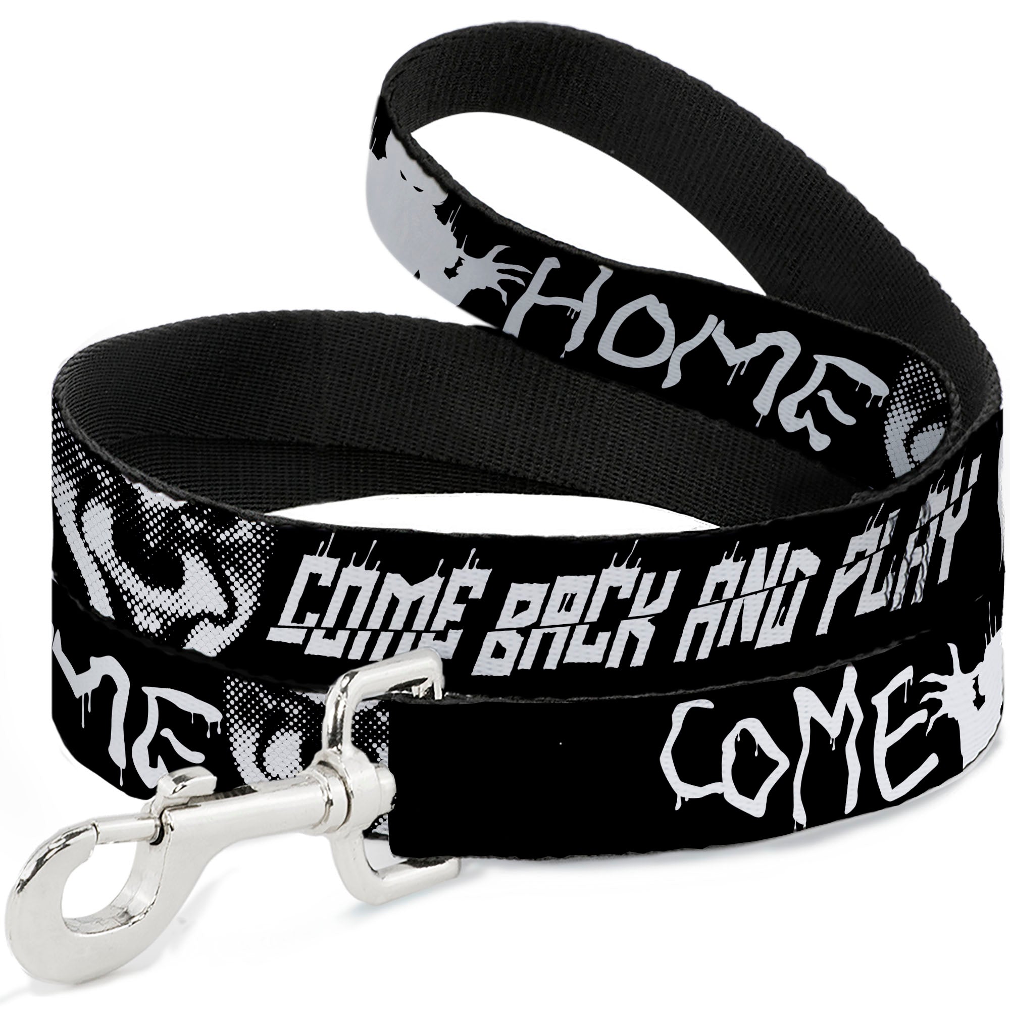 Dog Leash - IT Pennywise Face Close-Up COME HOME-COME BACK AND PLAY Black/White Dog Leashes IT