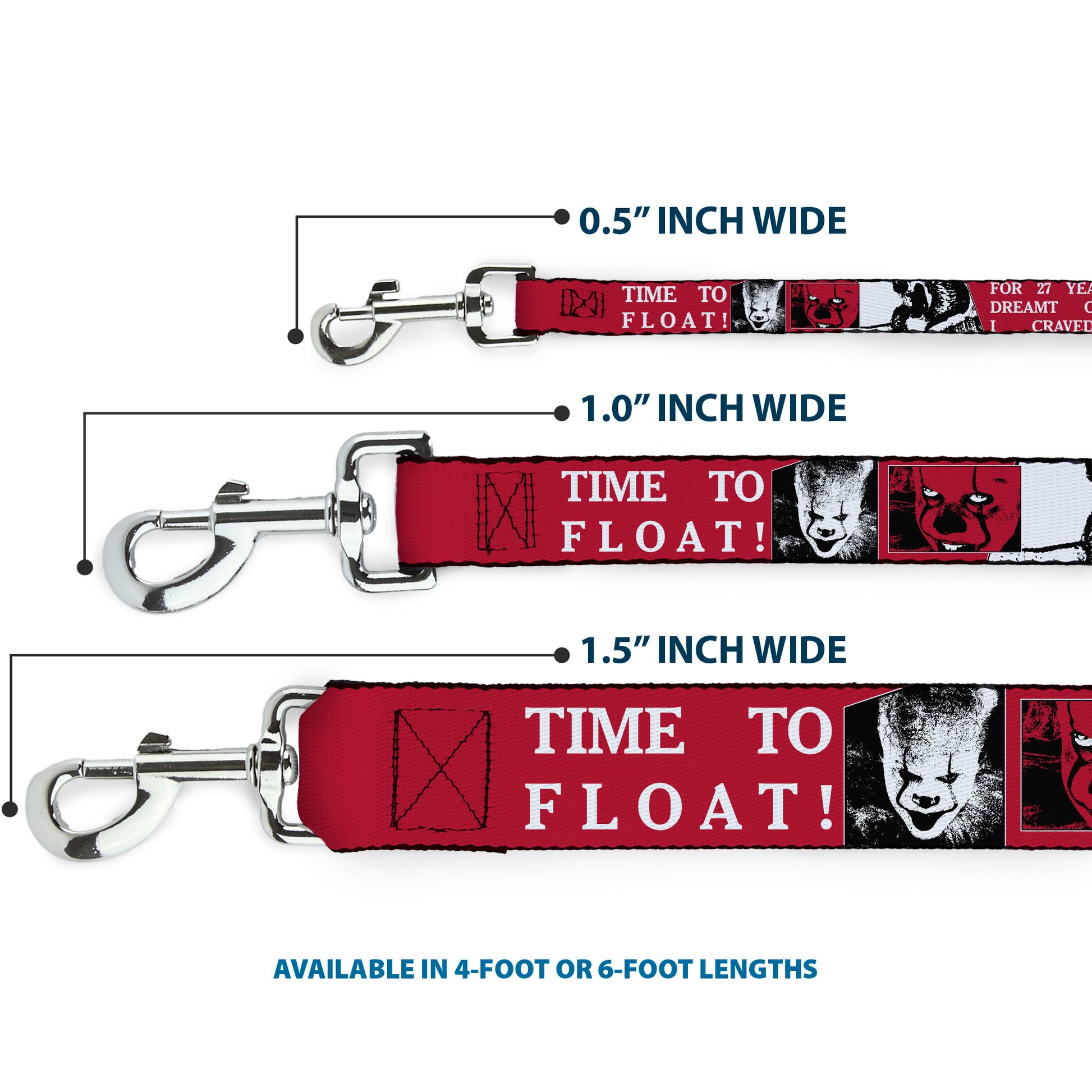 Dog Leash - IT Pennywise Poses and Quotes Collage Red/White/Grays Dog Leashes IT