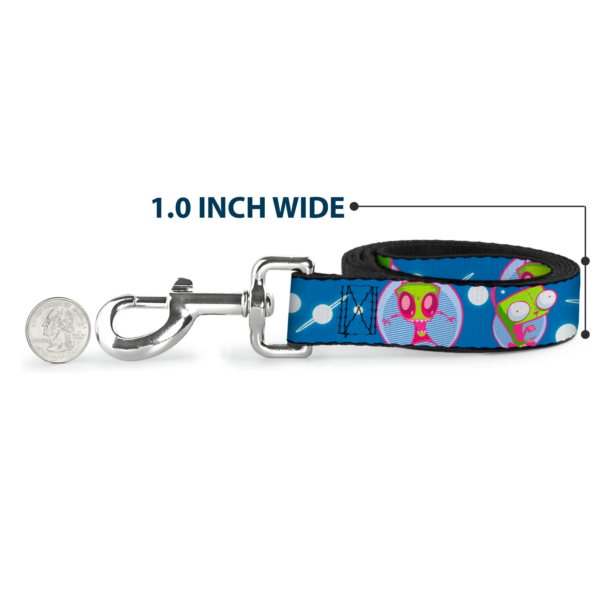 Dog Leash - Invader Zim and GIR Poses and Planets Blue/White Dog Leashes Invader Zim