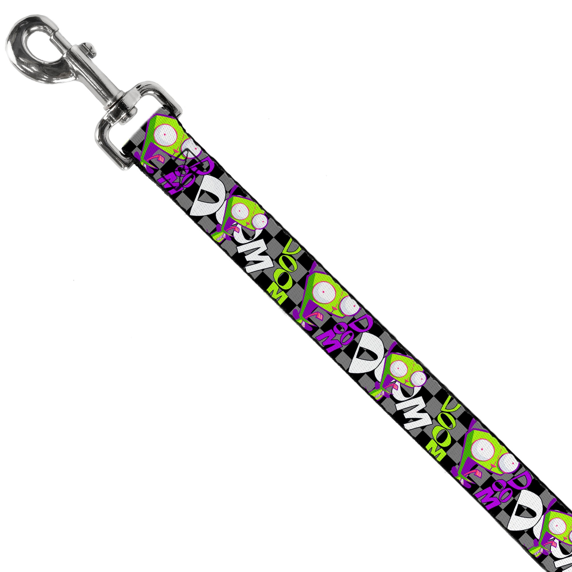 Dog Leash - Invader Zim GIR DOOM Pose Checker Black/Gray Dog Leashes Invader Zim