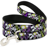 Dog Leash - Invader Zim GIR DOOM Pose Checker Black/Gray Dog Leashes Invader Zim