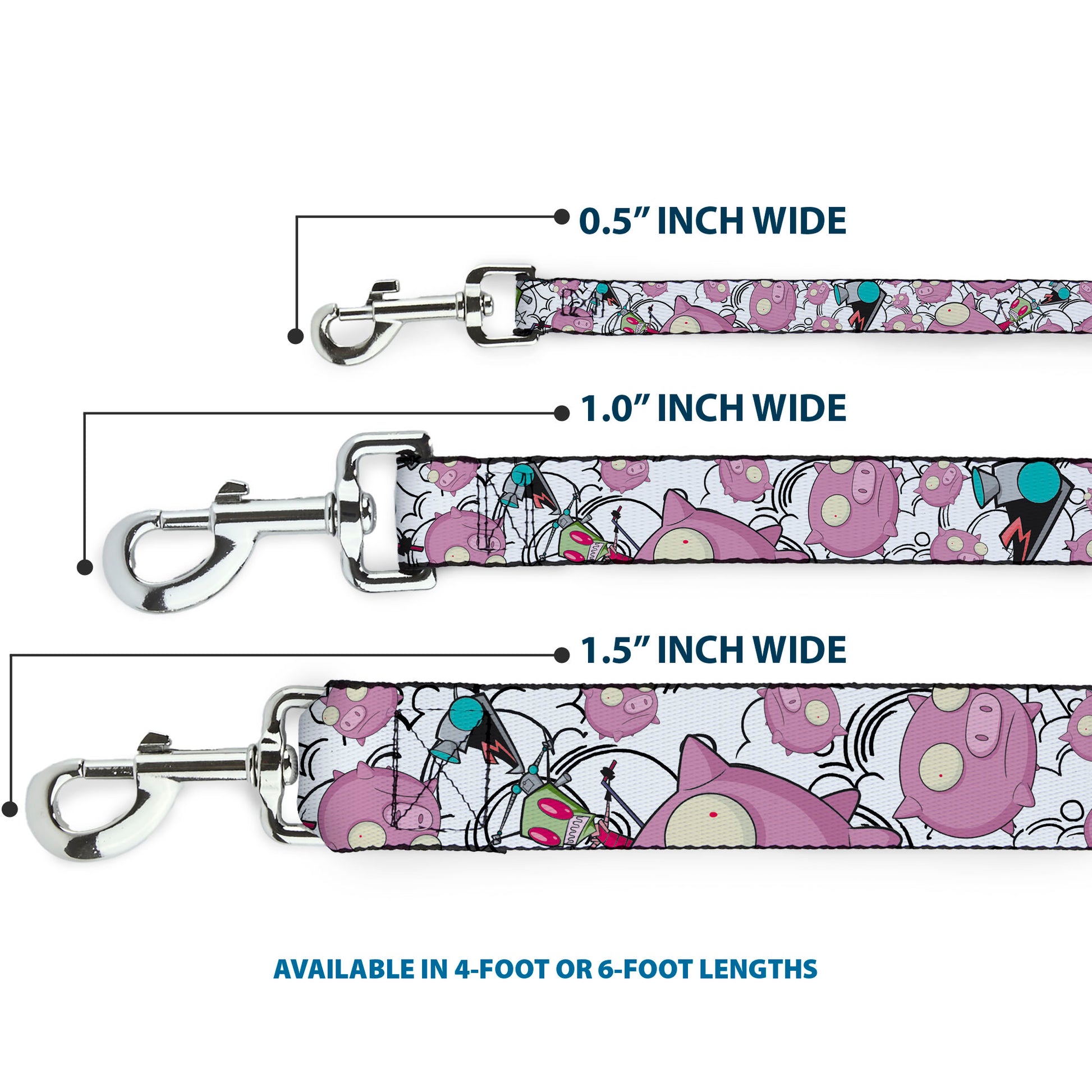 Dog Leash - Invader Zim GIR and Piggy Doddles White/Black Dog Leashes Invader Zim