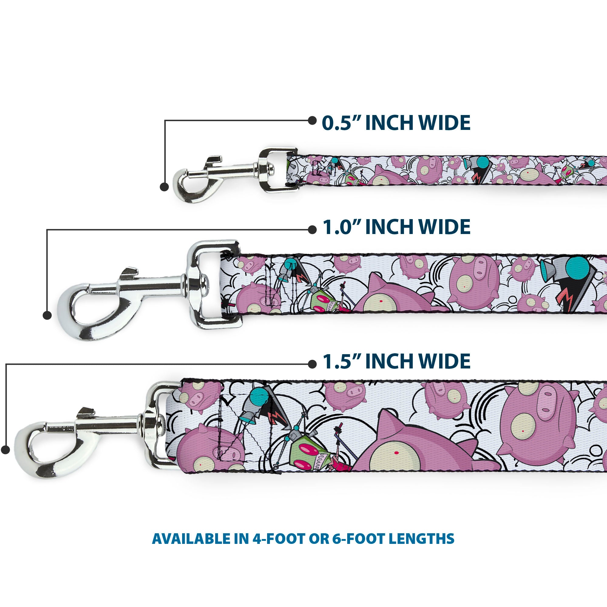 Dog Leash - Invader Zim GIR and Piggy Doddles White/Black Dog Leashes Invader Zim