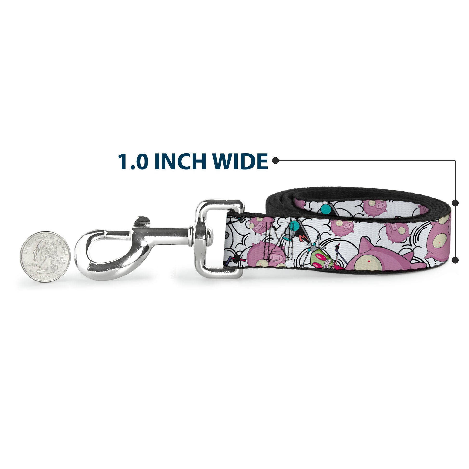 Dog Leash - Invader Zim GIR and Piggy Doddles White/Black Dog Leashes Invader Zim