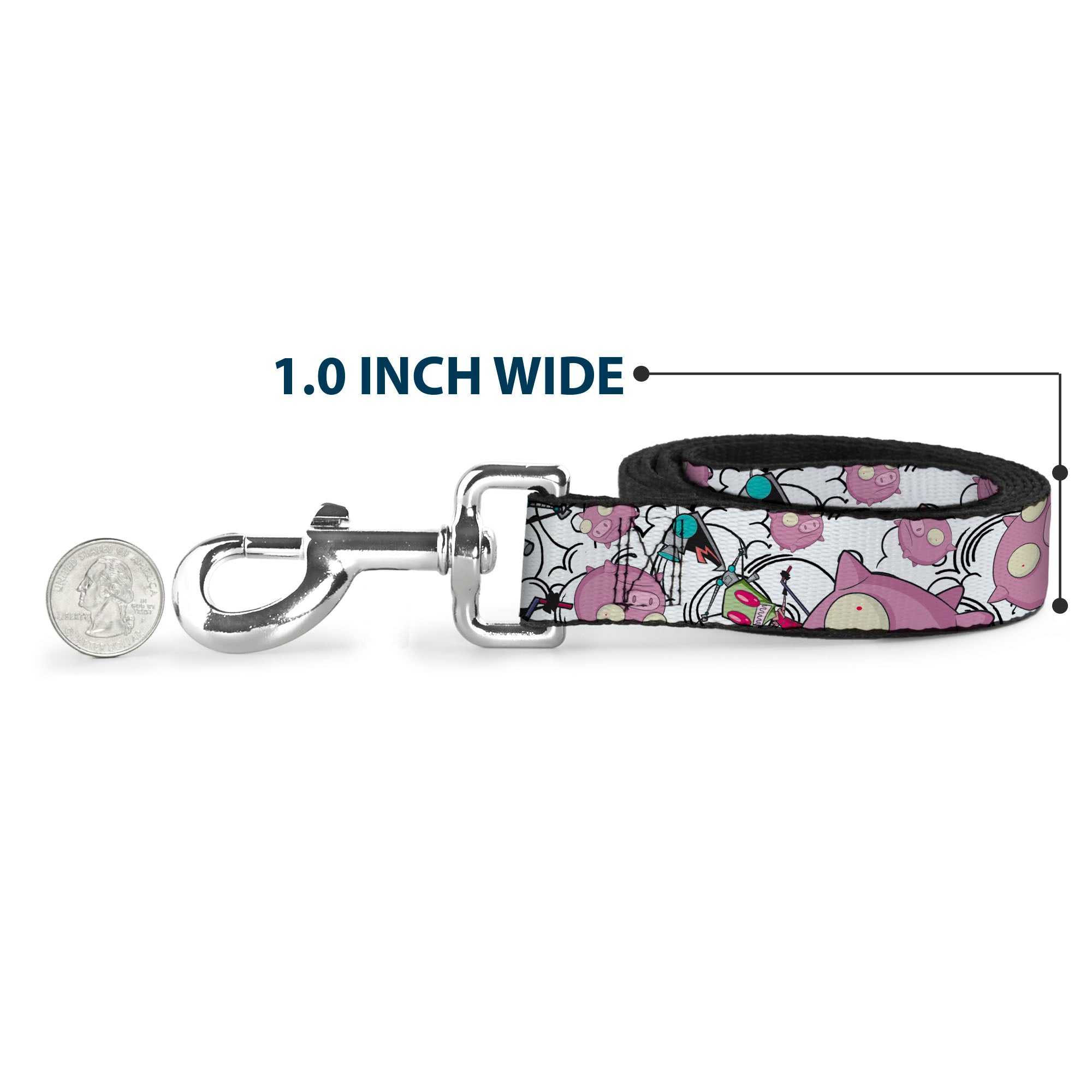 Dog Leash - Invader Zim GIR and Piggy Doddles White/Black Dog Leashes Invader Zim