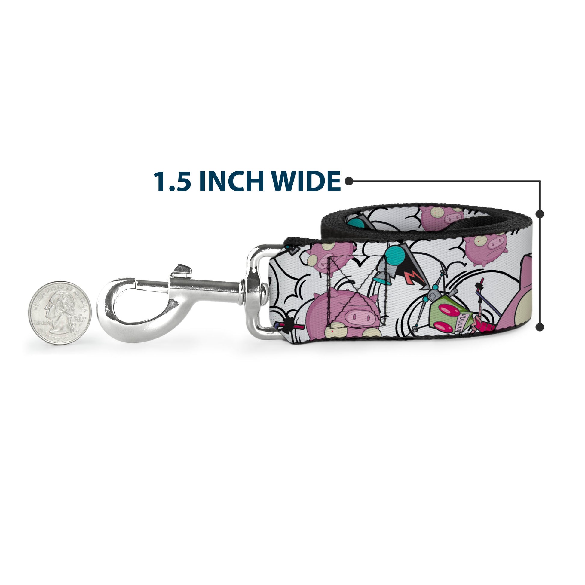 Dog Leash - Invader Zim GIR and Piggy Doddles White/Black Dog Leashes Invader Zim