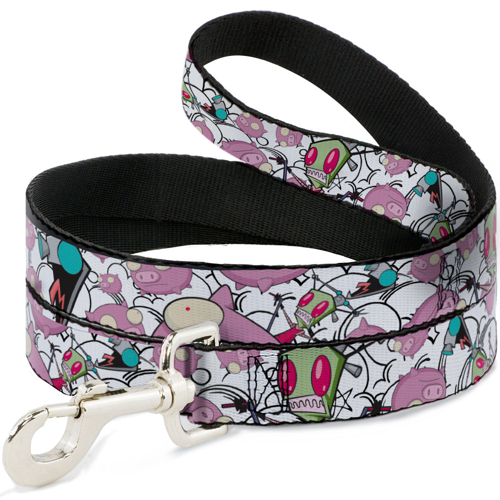 Dog Leash - Invader Zim GIR and Piggy Doddles White/Black Dog Leashes Invader Zim