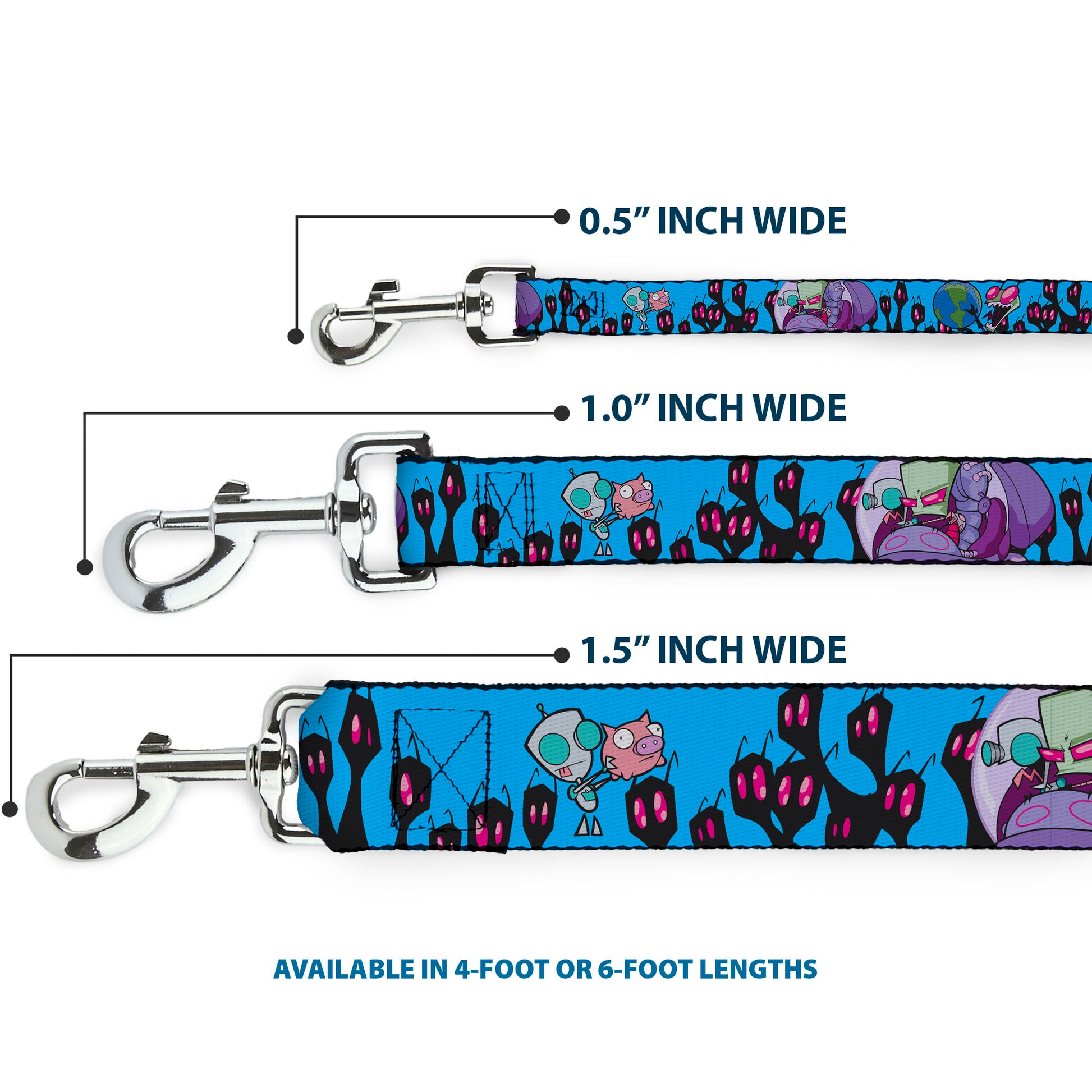 Dog Leash - Invader Zim GIR and Piggy Rule the World Poses Blue Dog Leashes Invader Zim