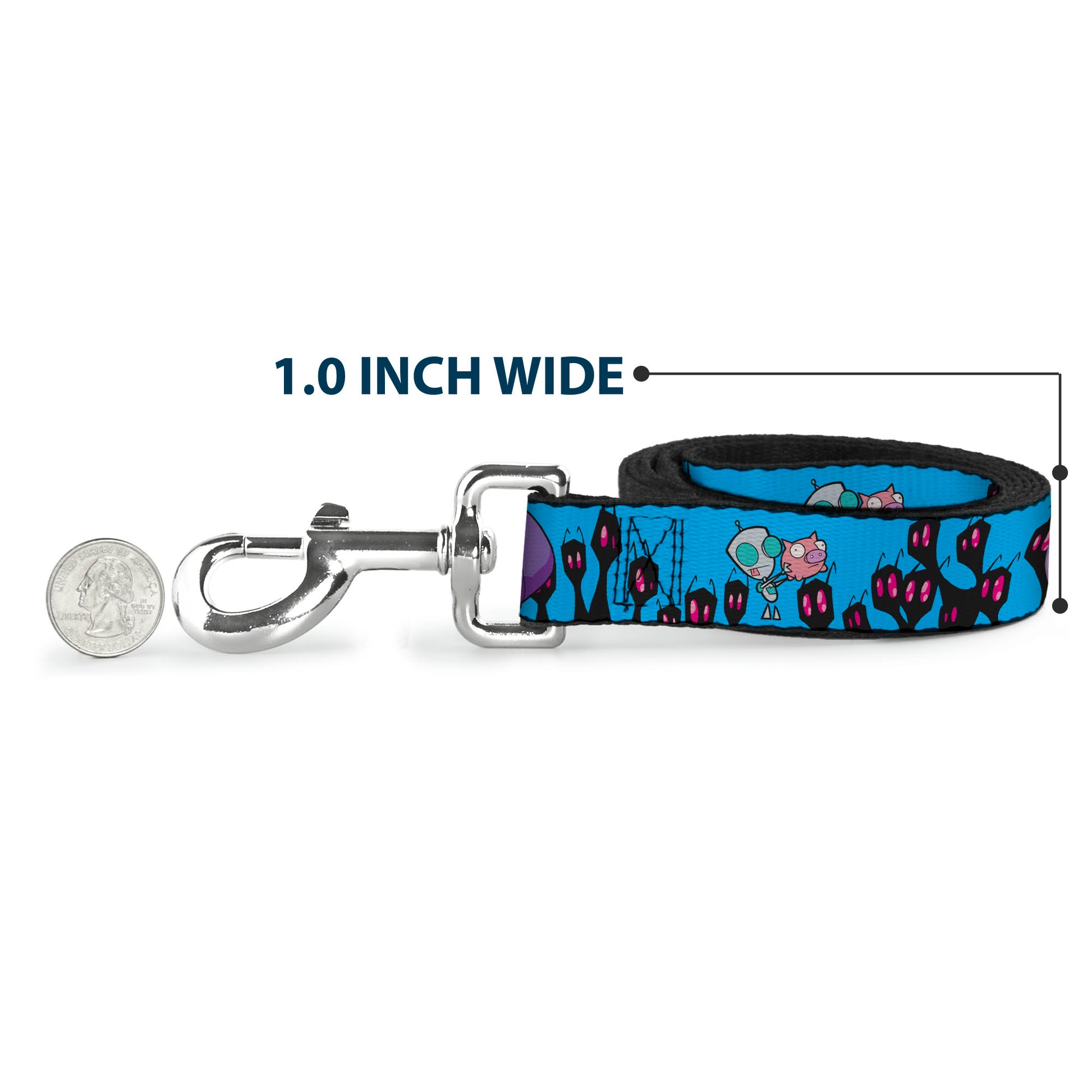 Dog Leash - Invader Zim GIR and Piggy Rule the World Poses Blue Dog Leashes Invader Zim