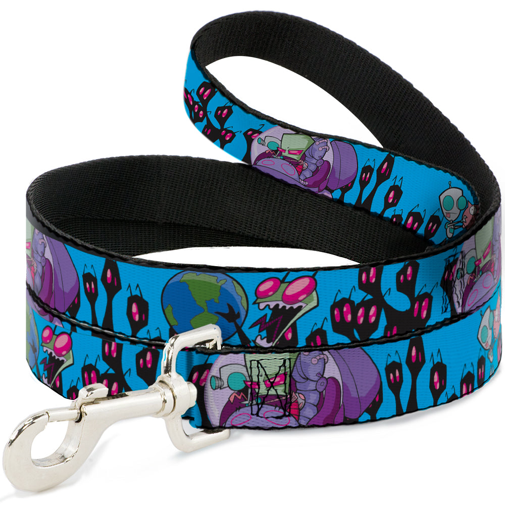 Dog Leash - Invader Zim GIR and Piggy Rule the World Poses Blue Dog Leashes Invader Zim