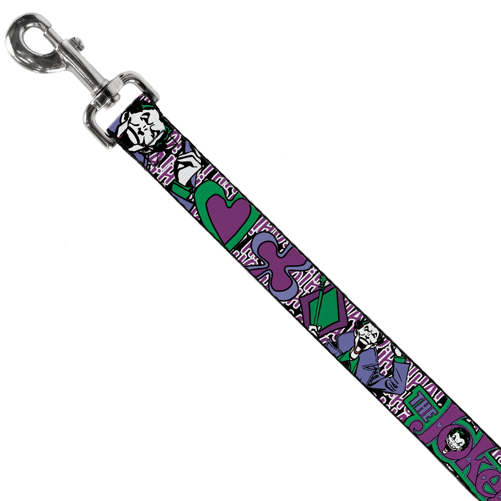 Dog Leash - Joker Face/Logo/Spades Black/White/Purple Dog Leashes DC Comics