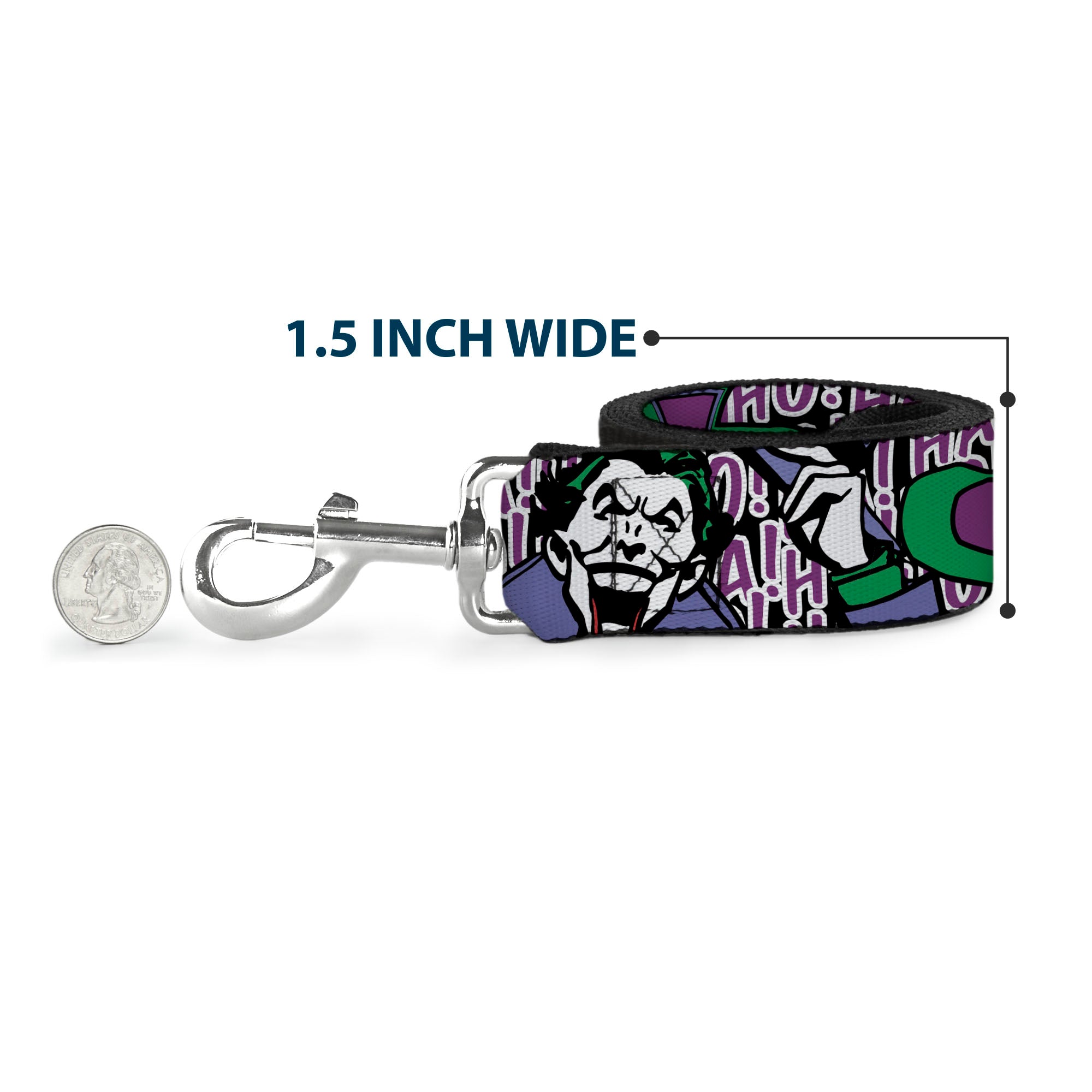 Dog Leash - Joker Face/Logo/Spades Black/White/Purple Dog Leashes DC Comics