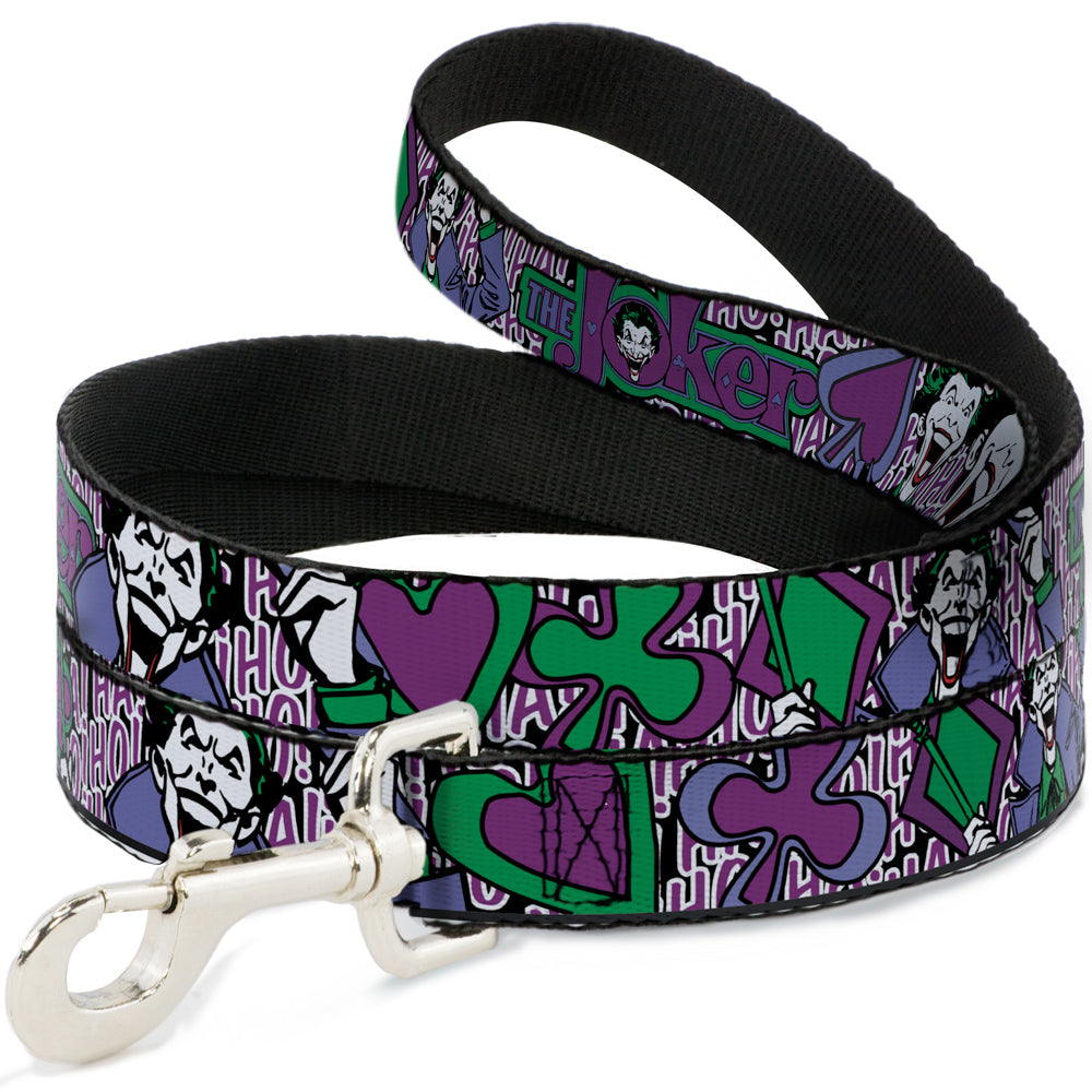 Dog Leash - Joker Face/Logo/Spades Black/White/Purple Dog Leashes DC Comics