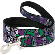 Dog Leash - Joker Face/Logo/Spades Black/White/Purple Dog Leashes DC Comics
