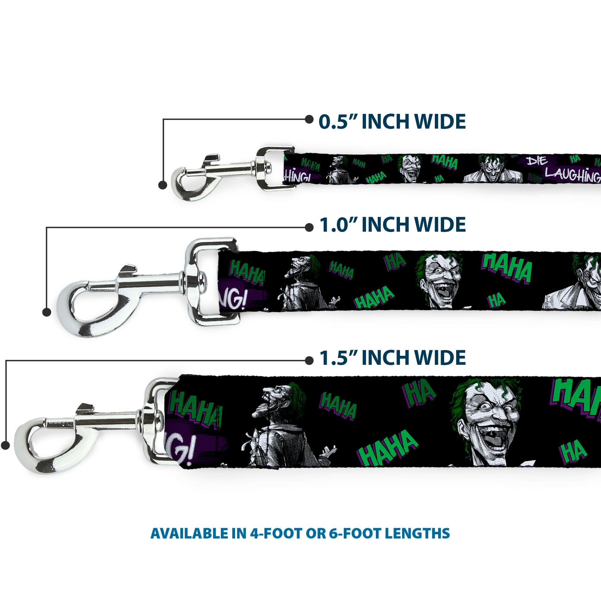 Dog Leash - Joker DIE LAUGHING! HAHA Black/Purple/Green Dog Leashes DC Comics
