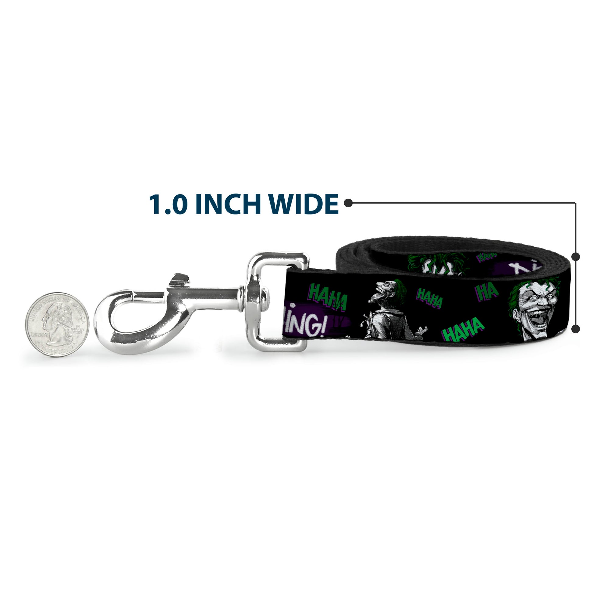 Dog Leash - Joker DIE LAUGHING! HAHA Black/Purple/Green Dog Leashes DC Comics