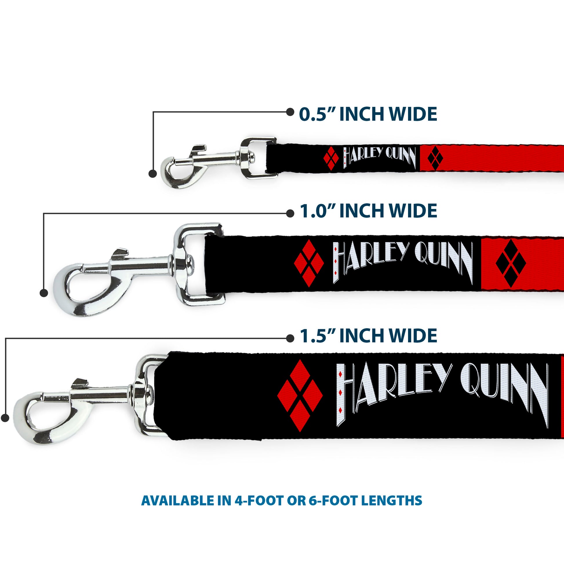 Dog Leash - HARLEY QUINN/Diamonds Black/Red/White Dog Leashes DC Comics