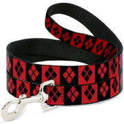 Dog Leash - Harley Quinn Diamond Blocks Red/Black Black/Red Dog Leashes DC Comics