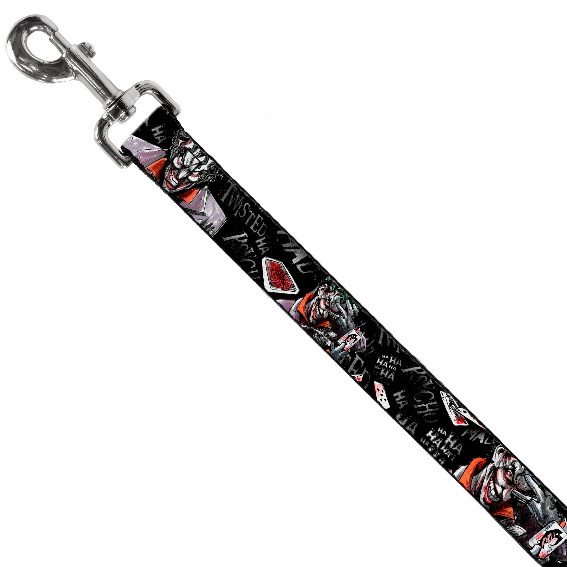 Dog Leash - Joker BRILLIANTLY TWISTED PSYCHO 2-Poses/Cards Black/Grays Dog Leashes DC Comics