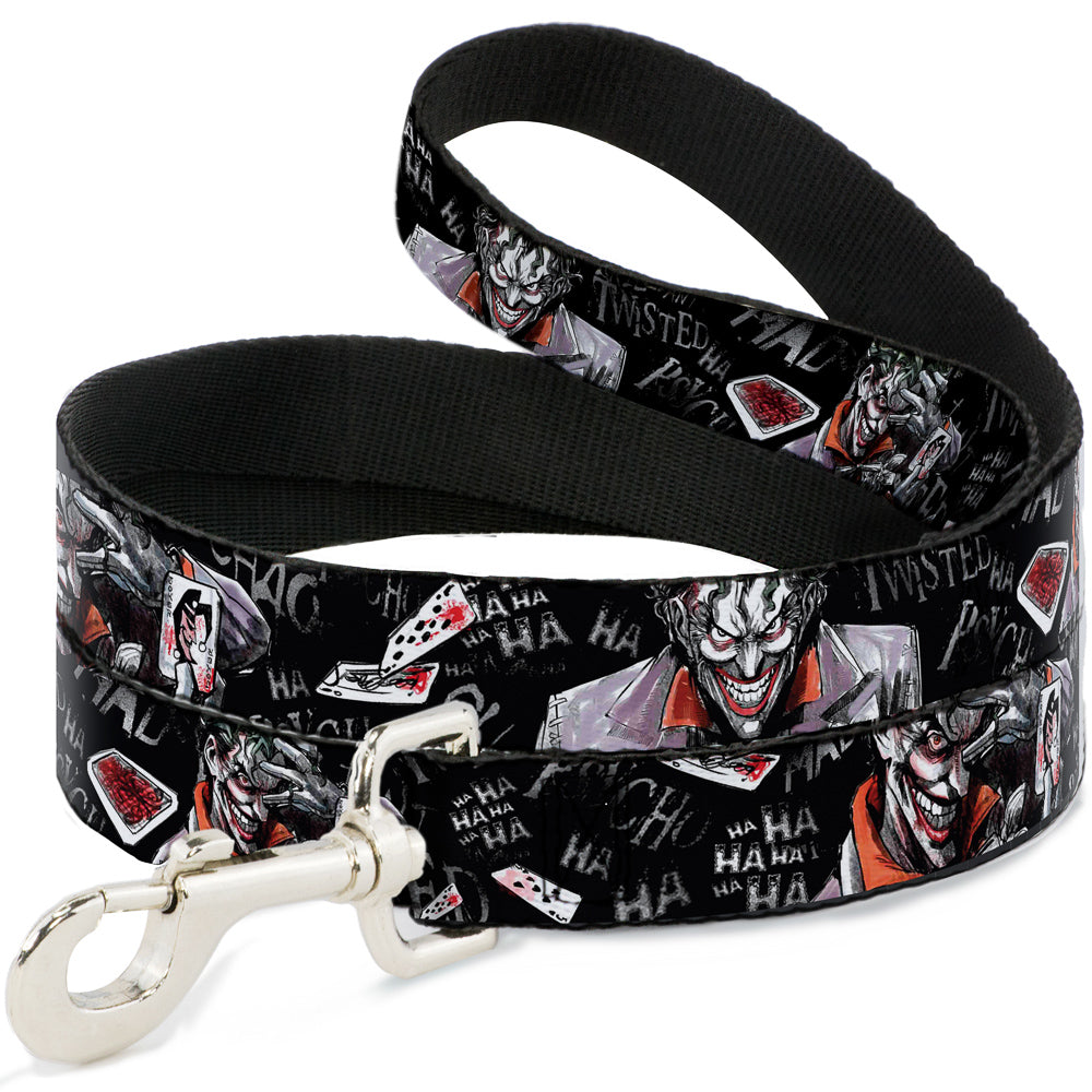 Dog Leash - Joker BRILLIANTLY TWISTED PSYCHO 2-Poses/Cards Black/Grays Dog Leashes DC Comics