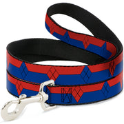 Dog Leash - Harley Quinn Diamond/Stripe Red/Blue Dog Leashes DC Comics
