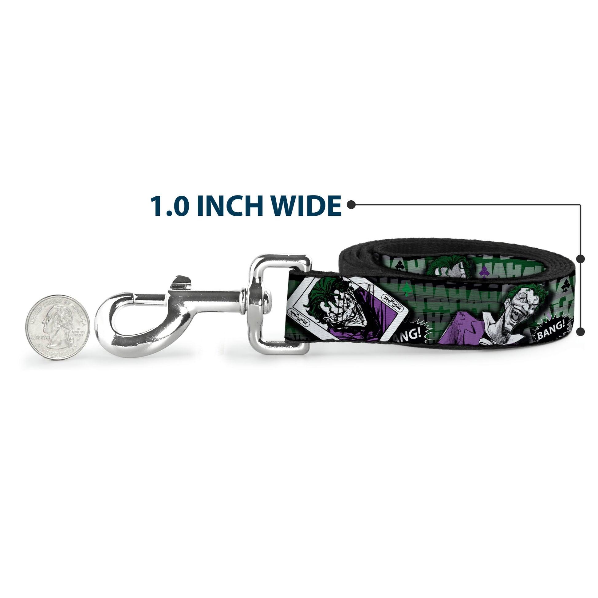 Dog Leash - The Joker 4-Poses/Joker Card HAHA/Smile/BANG! Grays/Greens/Purples Dog Leashes DC Comics