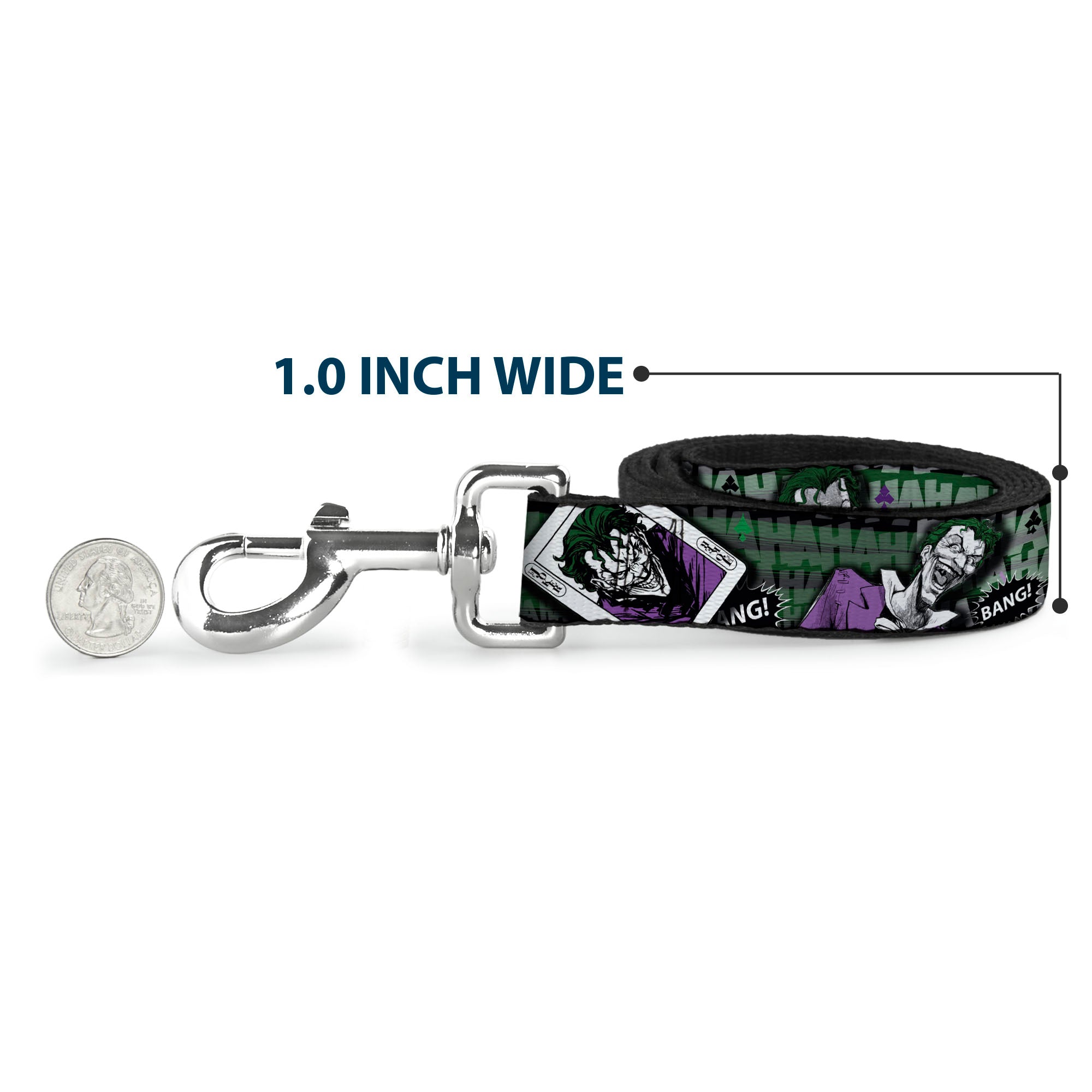 Dog Leash - The Joker 4-Poses/Joker Card HAHA/Smile/BANG! Grays/Greens/Purples Dog Leashes DC Comics