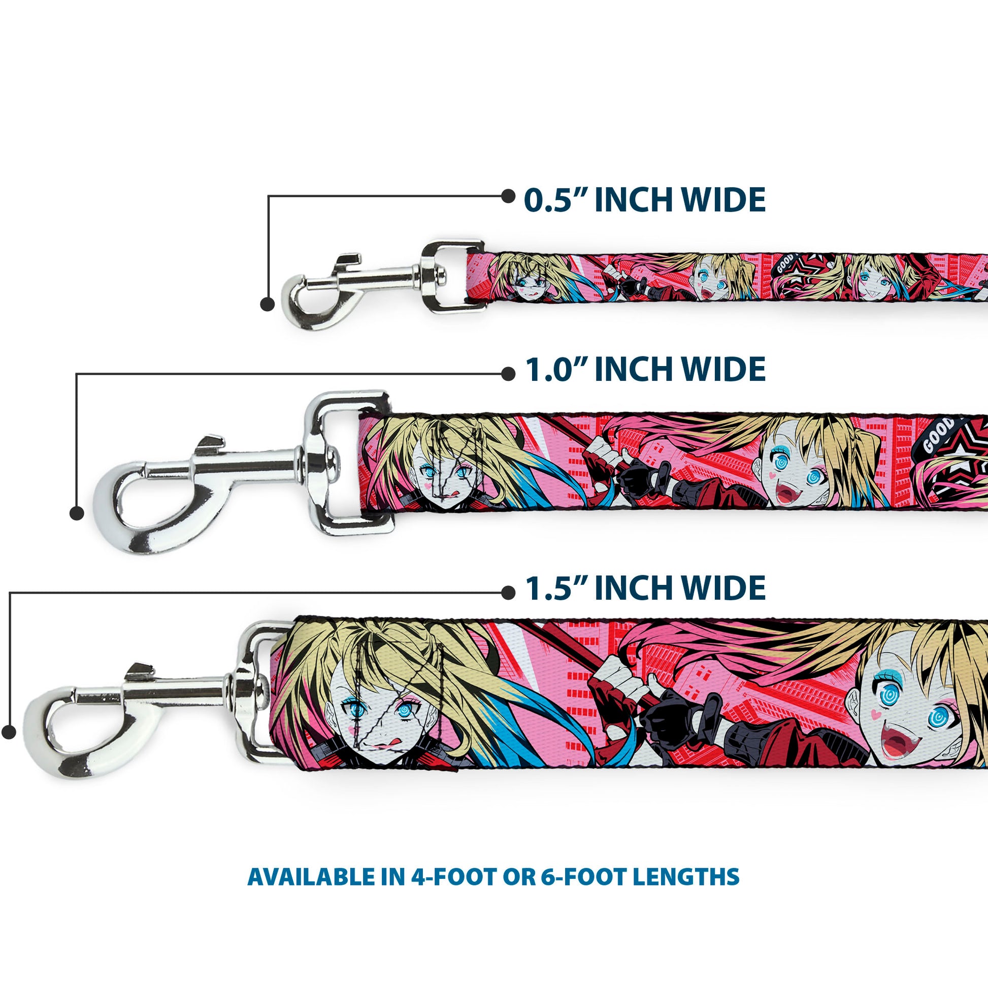 Dog Leash - Harley Quinn Puddin Poses Anime Graphics Pink/Red Dog Leashes DC Comics