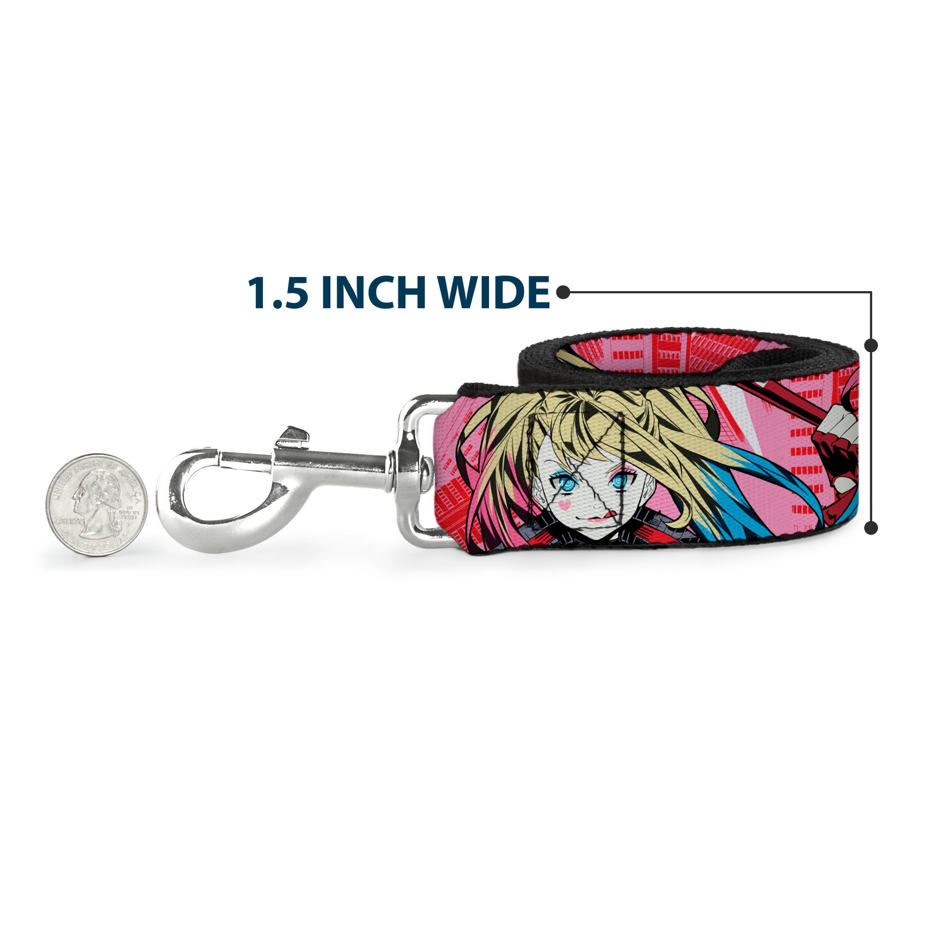 Dog Leash - Harley Quinn Puddin Poses Anime Graphics Pink/Red Dog Leashes DC Comics