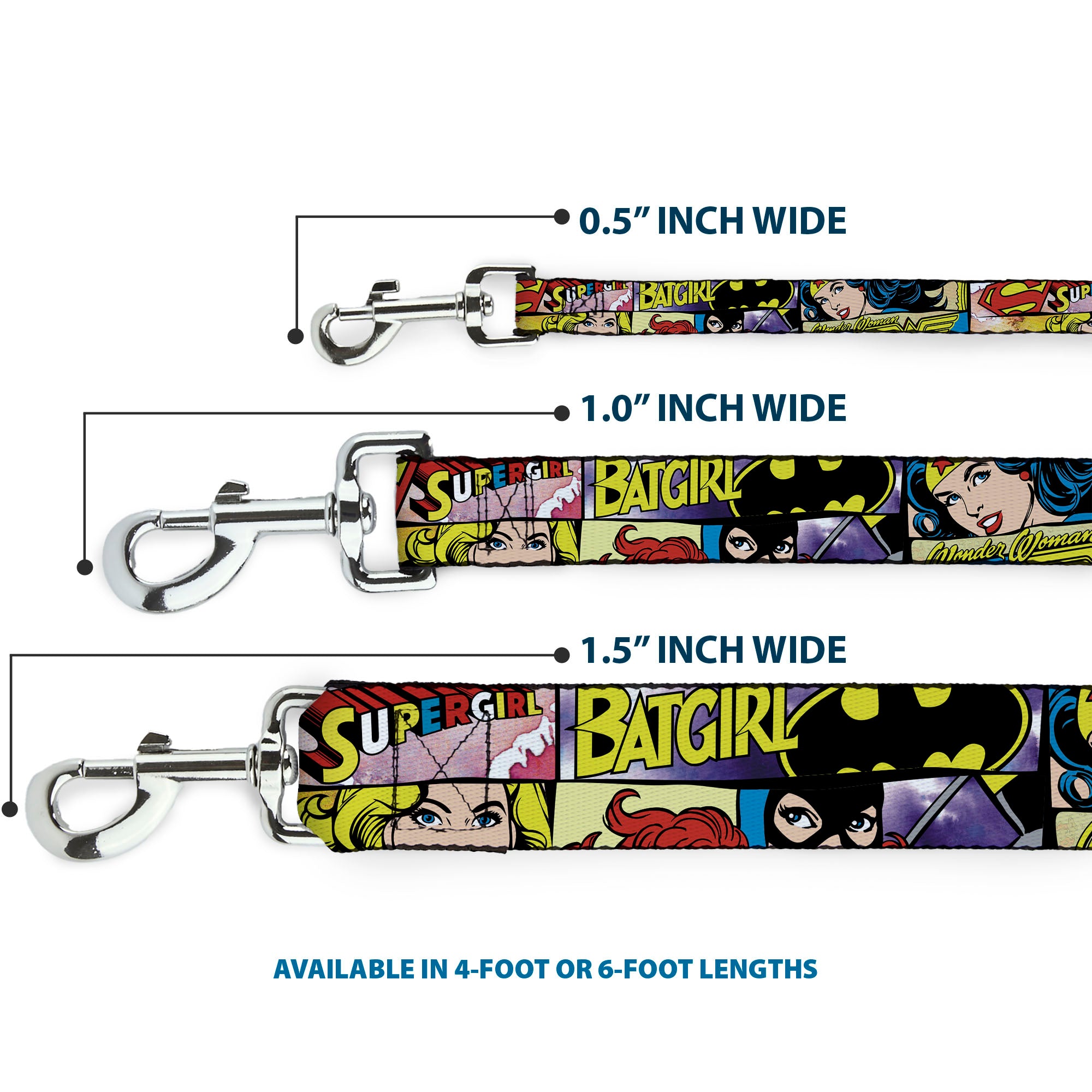 Dog Leash - Superheroines Wonder Woman/Supergirl/Batgirl Dog Leashes DC Comics