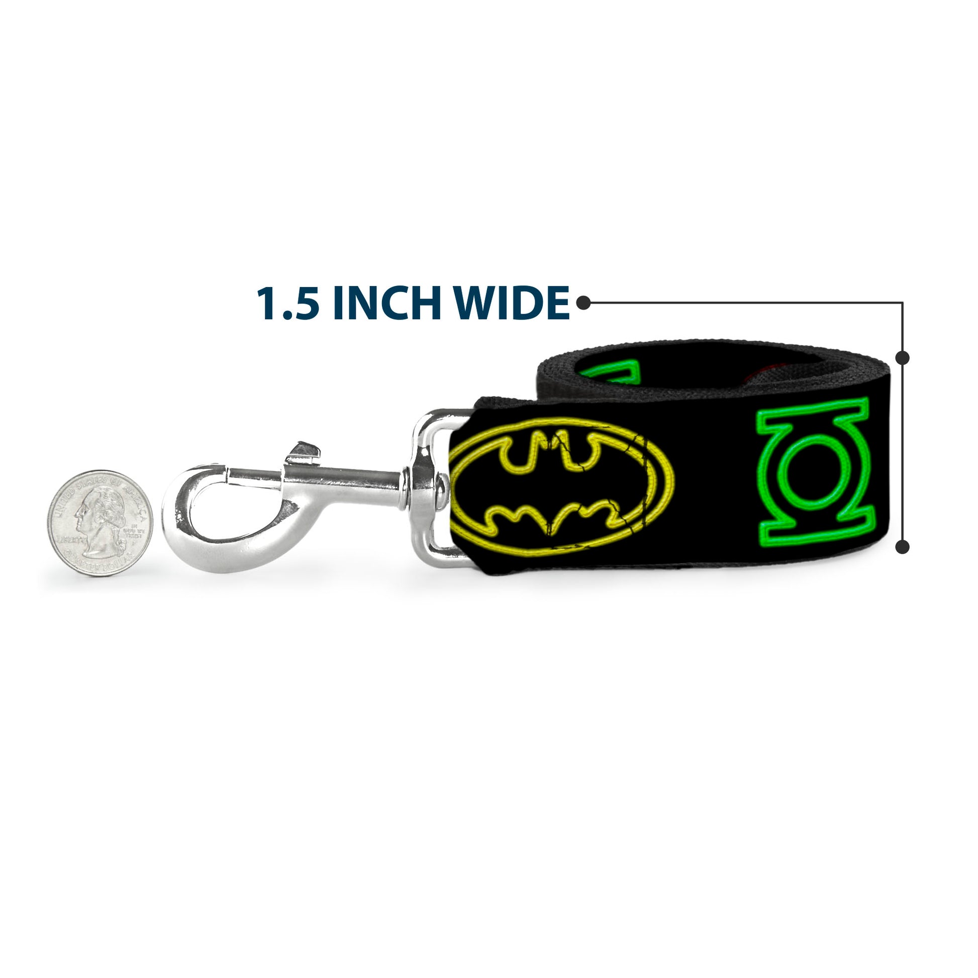 Dog Leash - Justice League Electric Logos Black/Multi Neon Dog Leashes DC Comics
