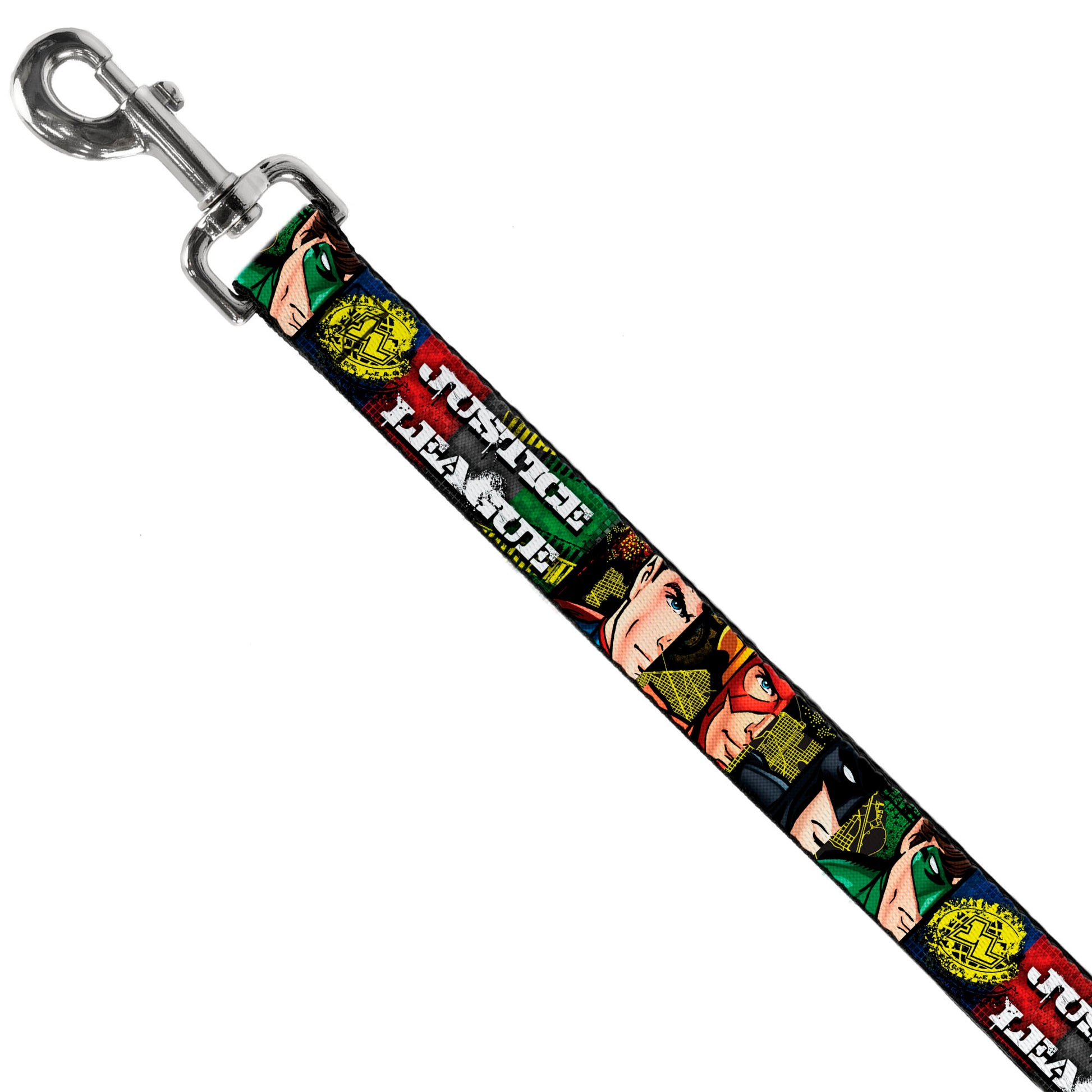 Dog Leash - JUSTICE LEAGUE Logo/4-Superhero Panels Pop Art Dog Leashes DC Comics