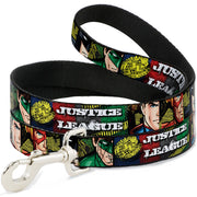 Dog Leash - JUSTICE LEAGUE Logo/4-Superhero Panels Pop Art Dog Leashes DC Comics