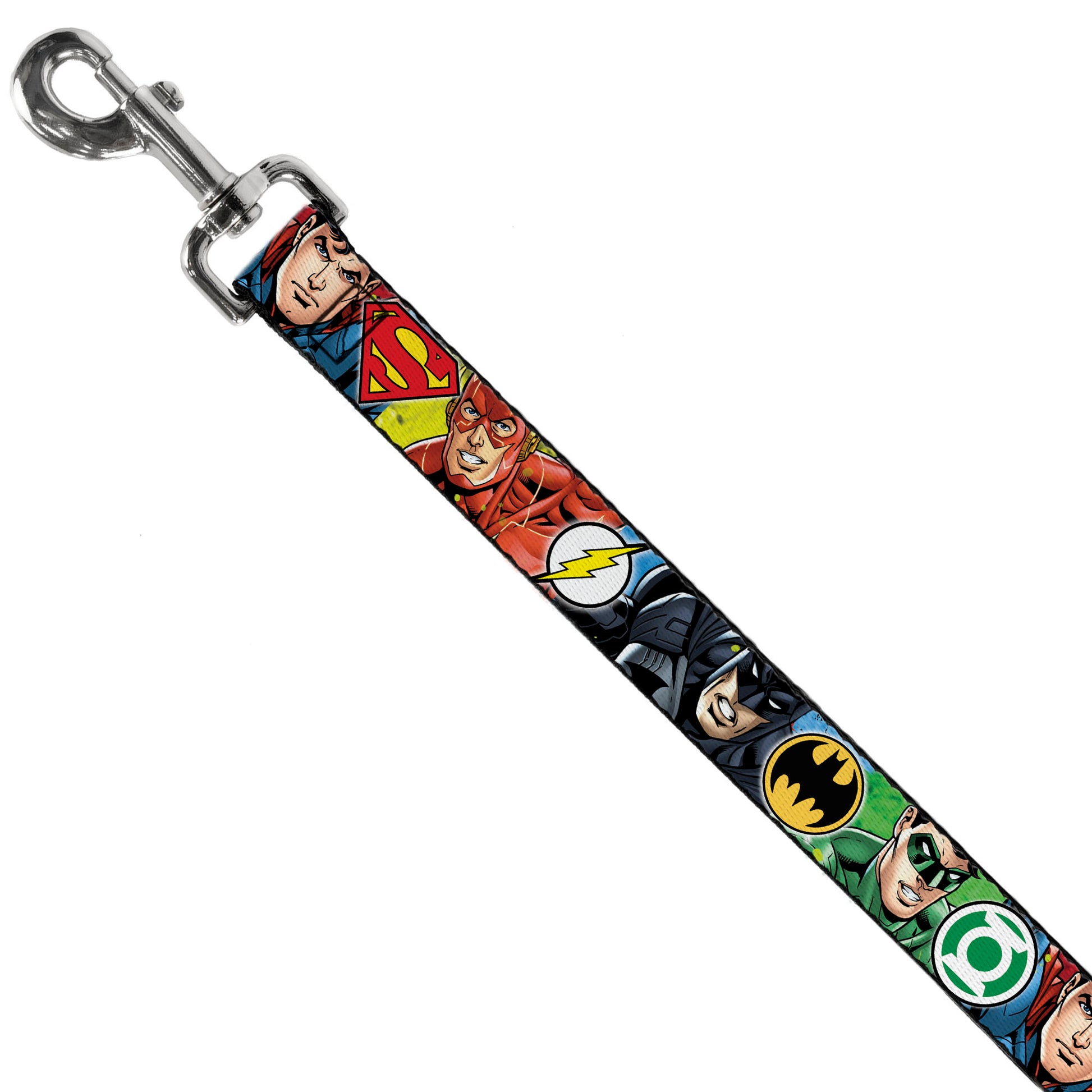 Dog Leash - Justice League 4-Superhero CLOSE-UP Poses/Logos Dog Leashes DC Comics