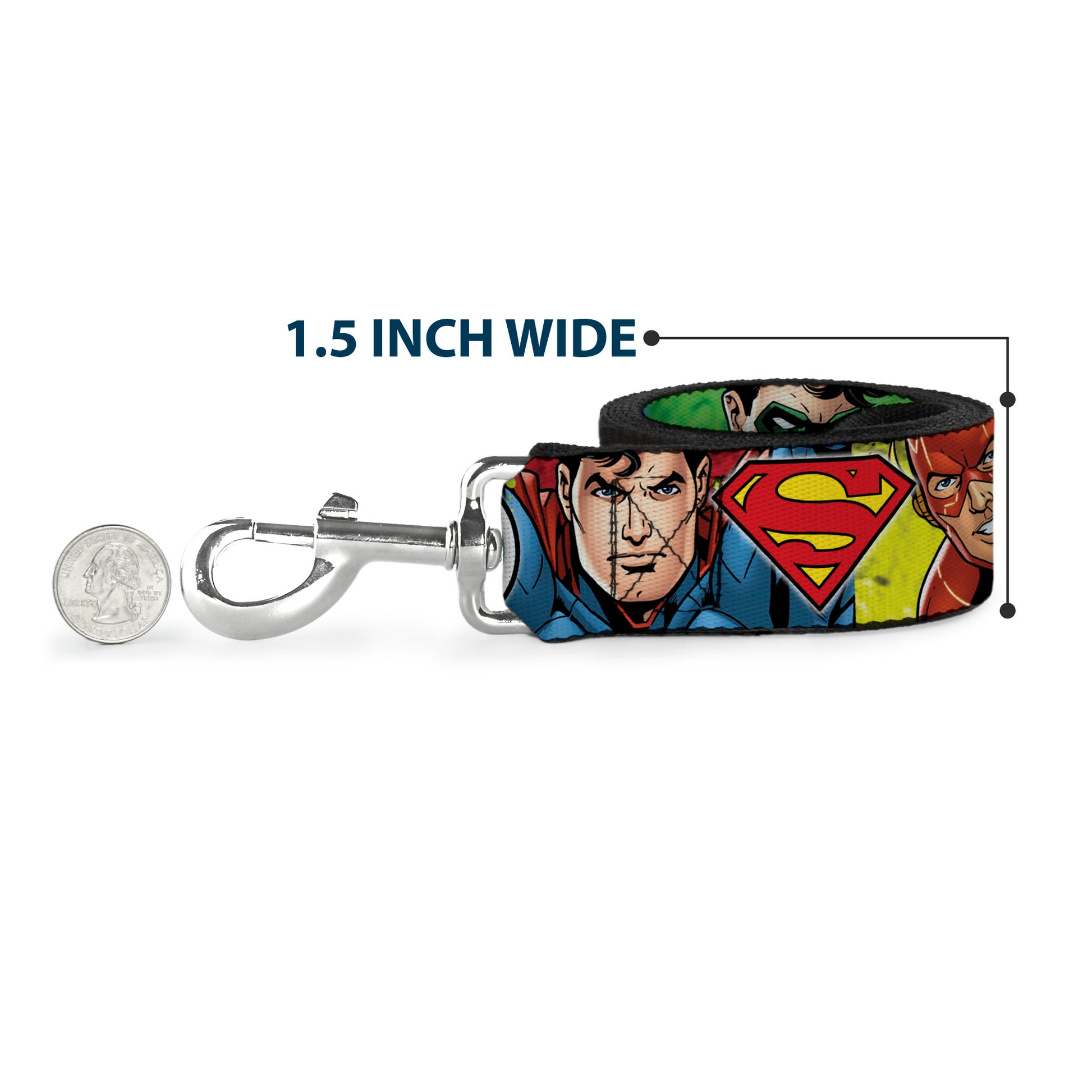 Dog Leash - Justice League 4-Superhero CLOSE-UP Poses/Logos Dog Leashes DC Comics