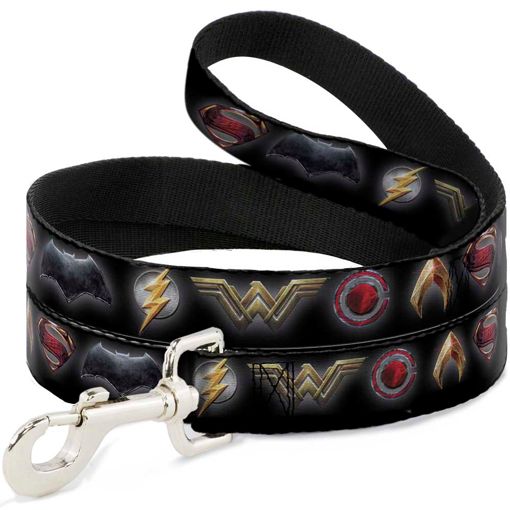 Dog Leash - Justice League 2017 6-Superhero Icons Black Dog Leashes DC Comics