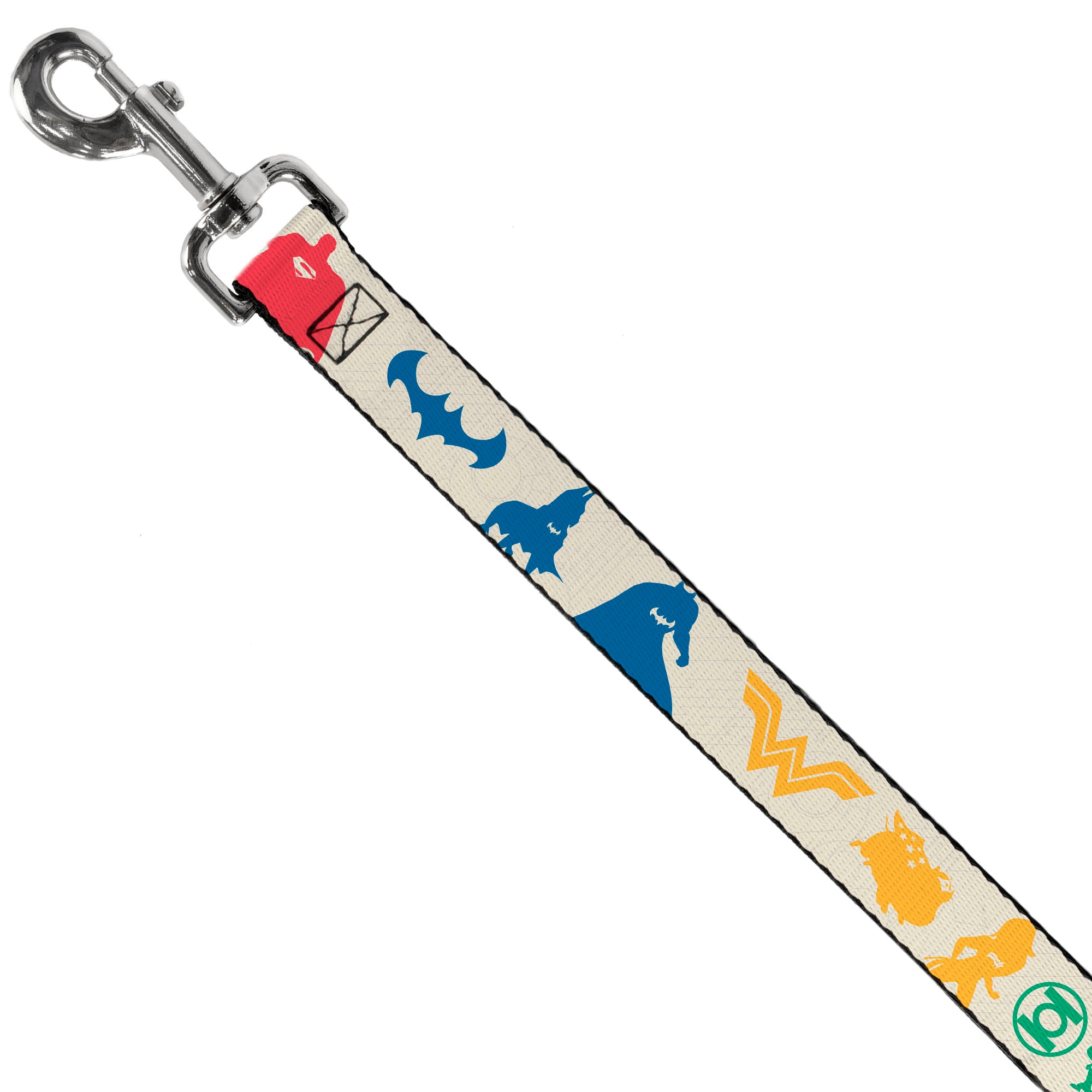 Dog Leash - DC League of Super-Pets Superhero with Pets and Logos Silhouette White/Multi Color Dog Leashes DC Comics