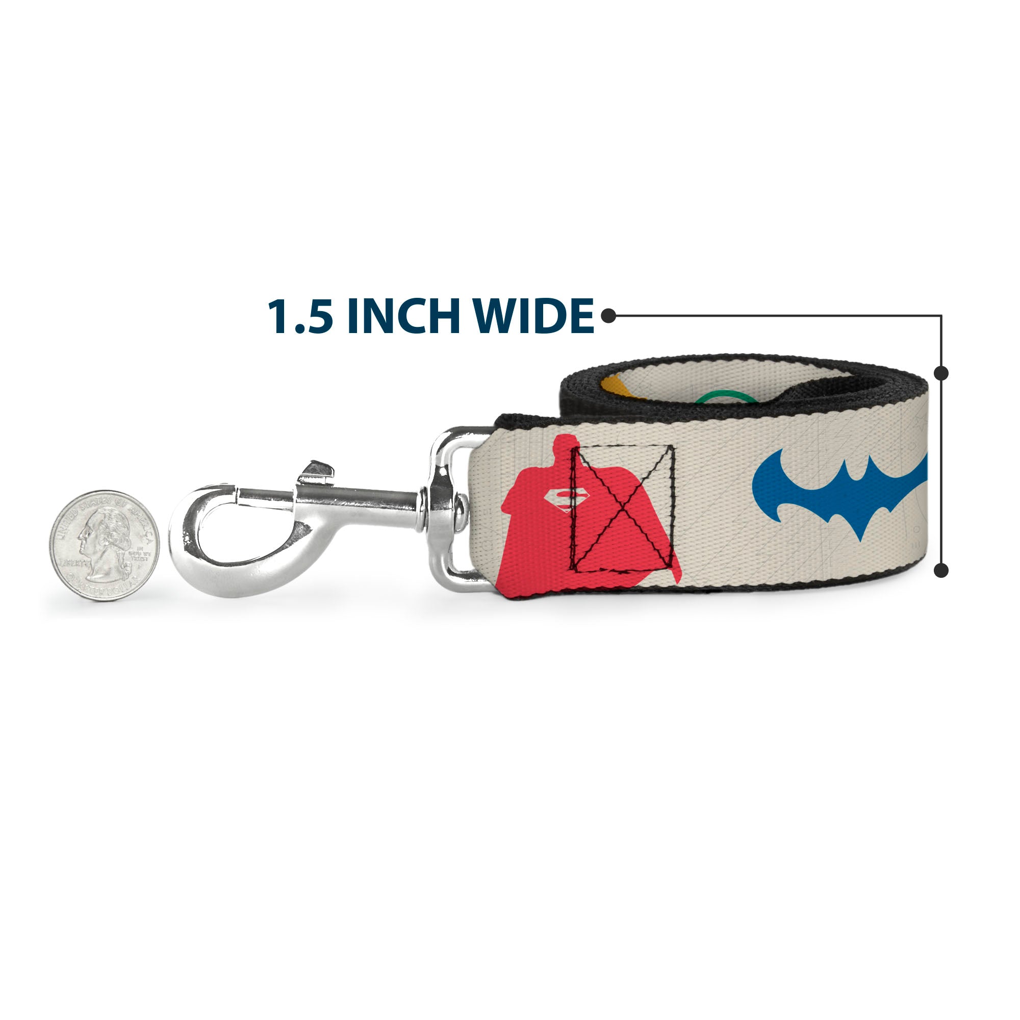 Dog Leash - DC League of Super-Pets Superhero with Pets and Logos Silhouette White/Multi Color Dog Leashes DC Comics