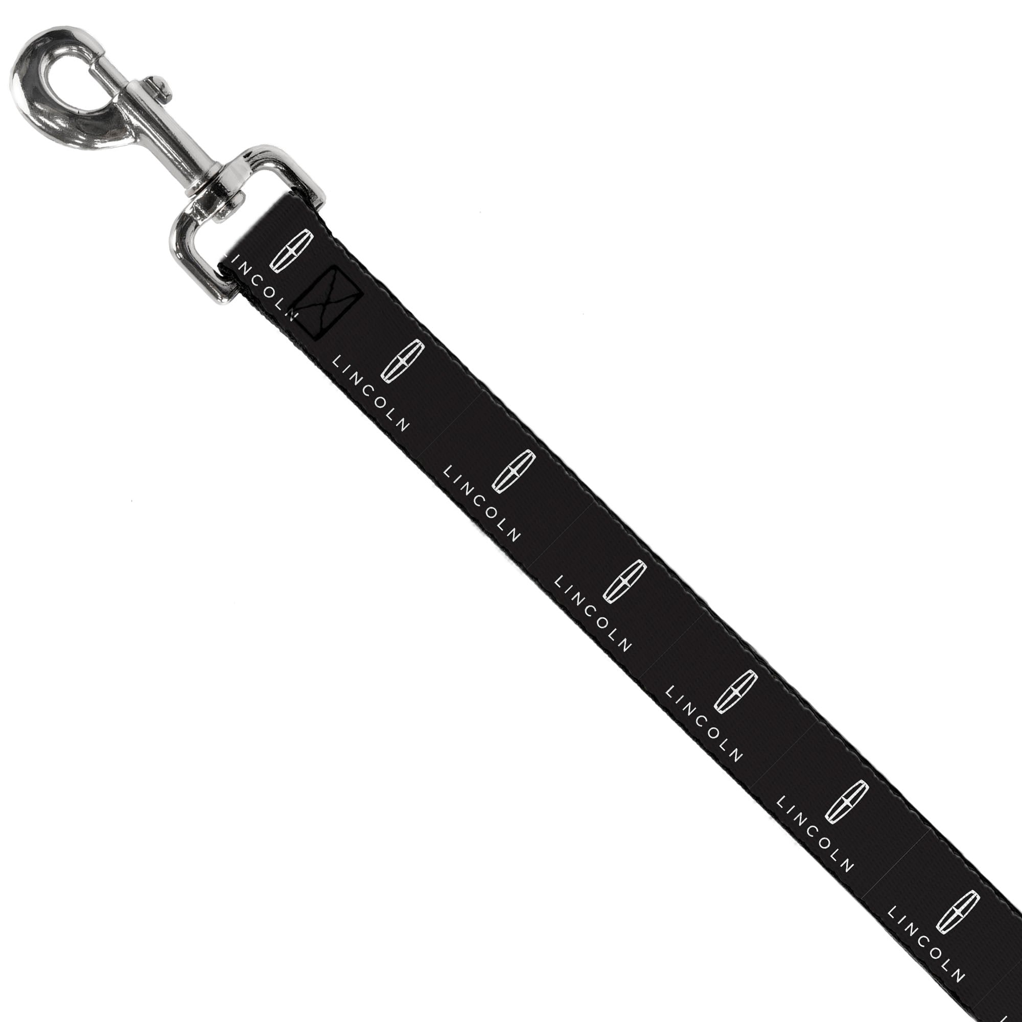 Dog Leash - LINCOLN Four Point Star Emblem and Text Black/White Dog Leashes Lincoln