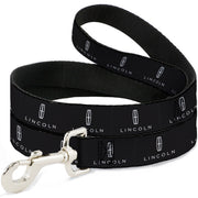 Dog Leash - LINCOLN Four Point Star Emblem and Text Black/White Dog Leashes Lincoln