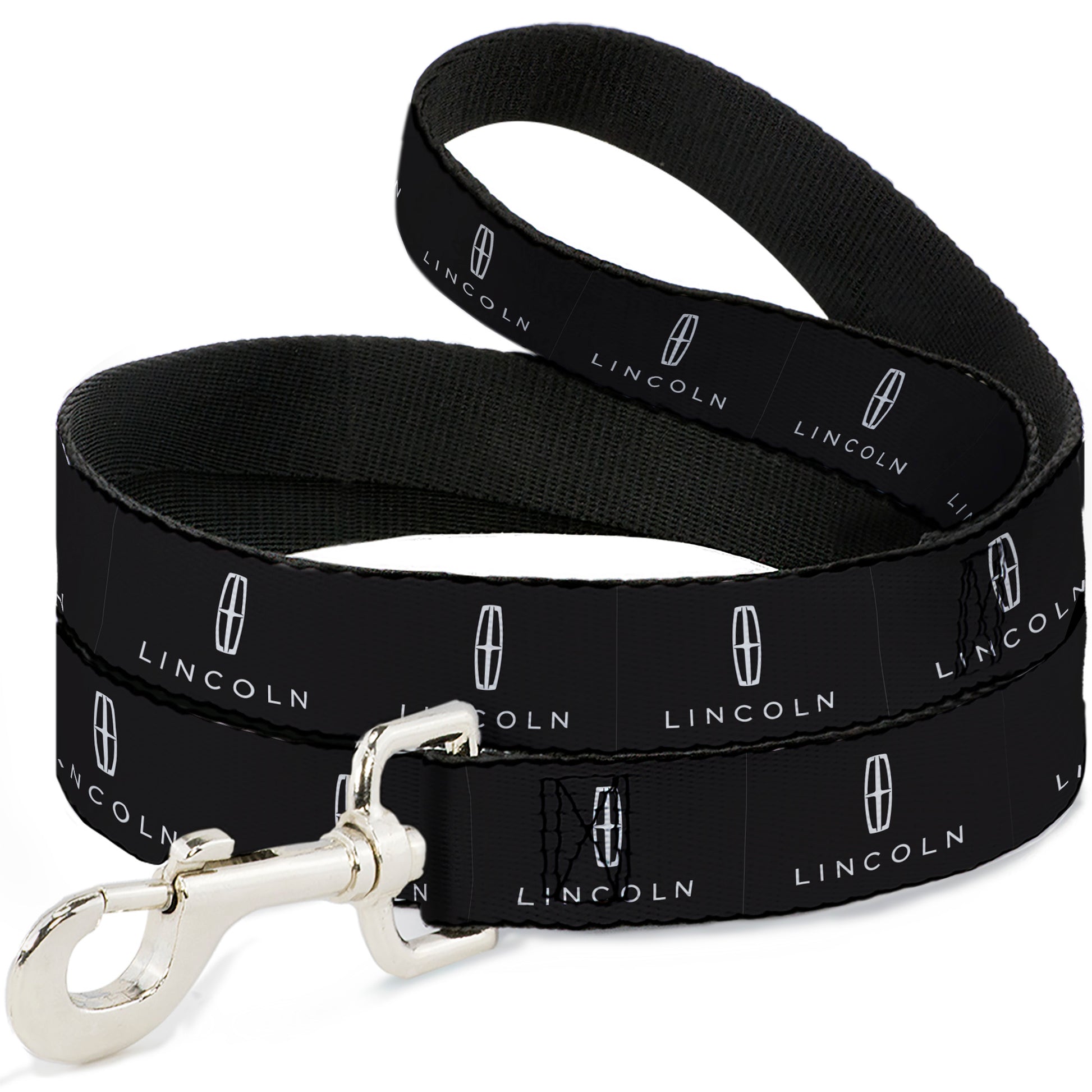 Dog Leash - LINCOLN Four Point Star Emblem and Text Black/White Dog Leashes Lincoln