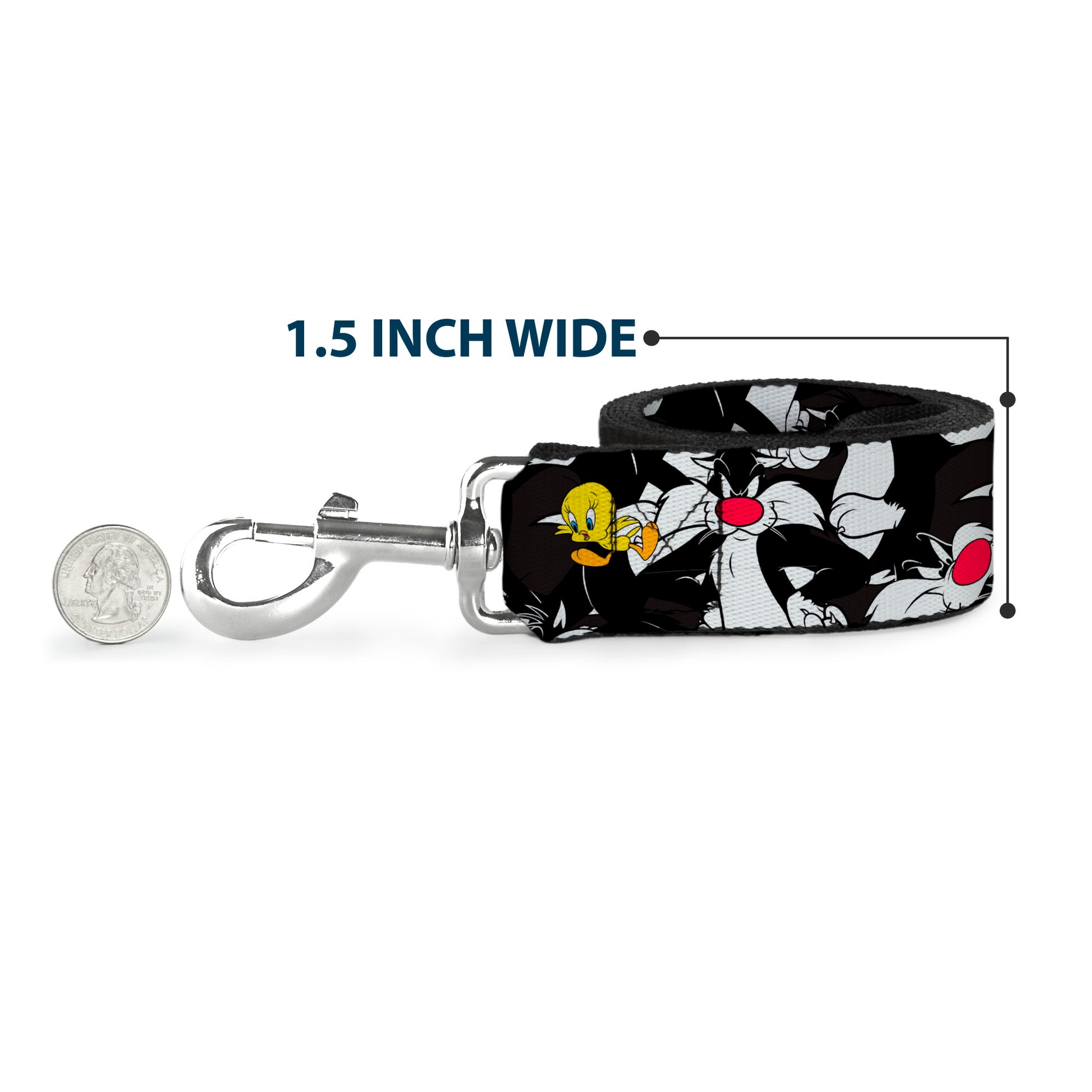Dog Leash - Sylvester and Tweety Poses Scattered Charcoal Dog Leashes Looney Tunes