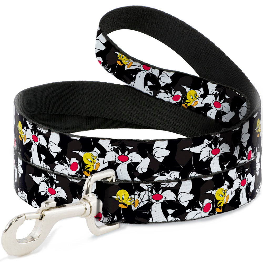 Dog Leash - Sylvester and Tweety Poses Scattered Charcoal Dog Leashes Looney Tunes