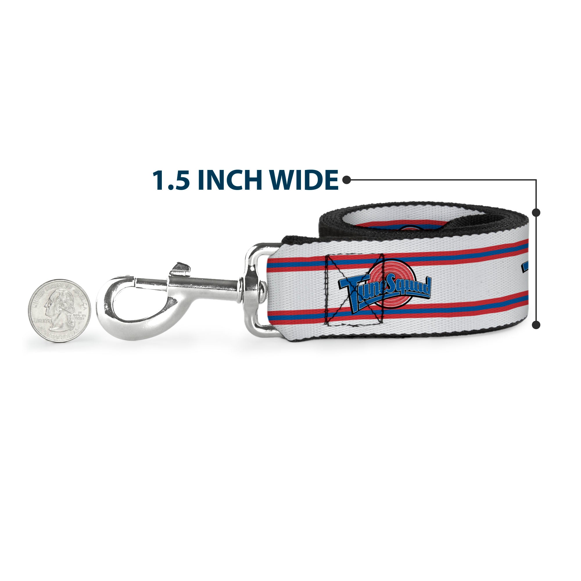 Dog Leash - Space Jam TUNE SQUAD Logo Stripe White/Red/Blue Dog Leashes Looney Tunes