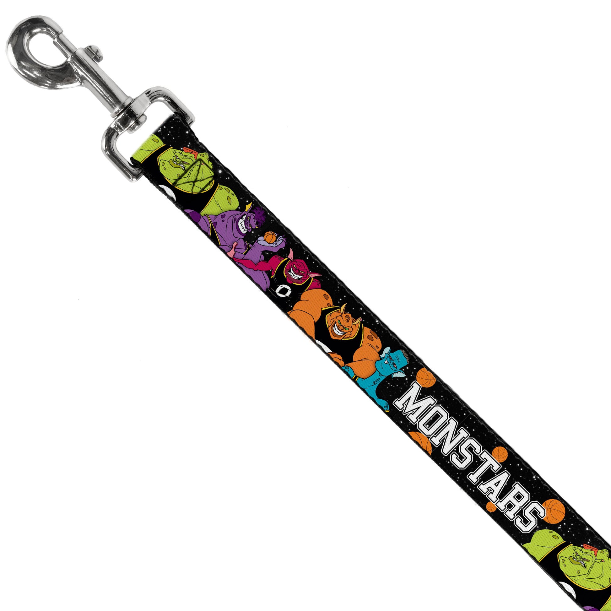 Dog Leash - Space Jam MONSTARS 5-Player Group Pose/Basketballs Galaxy Black/White Dog Leashes Looney Tunes