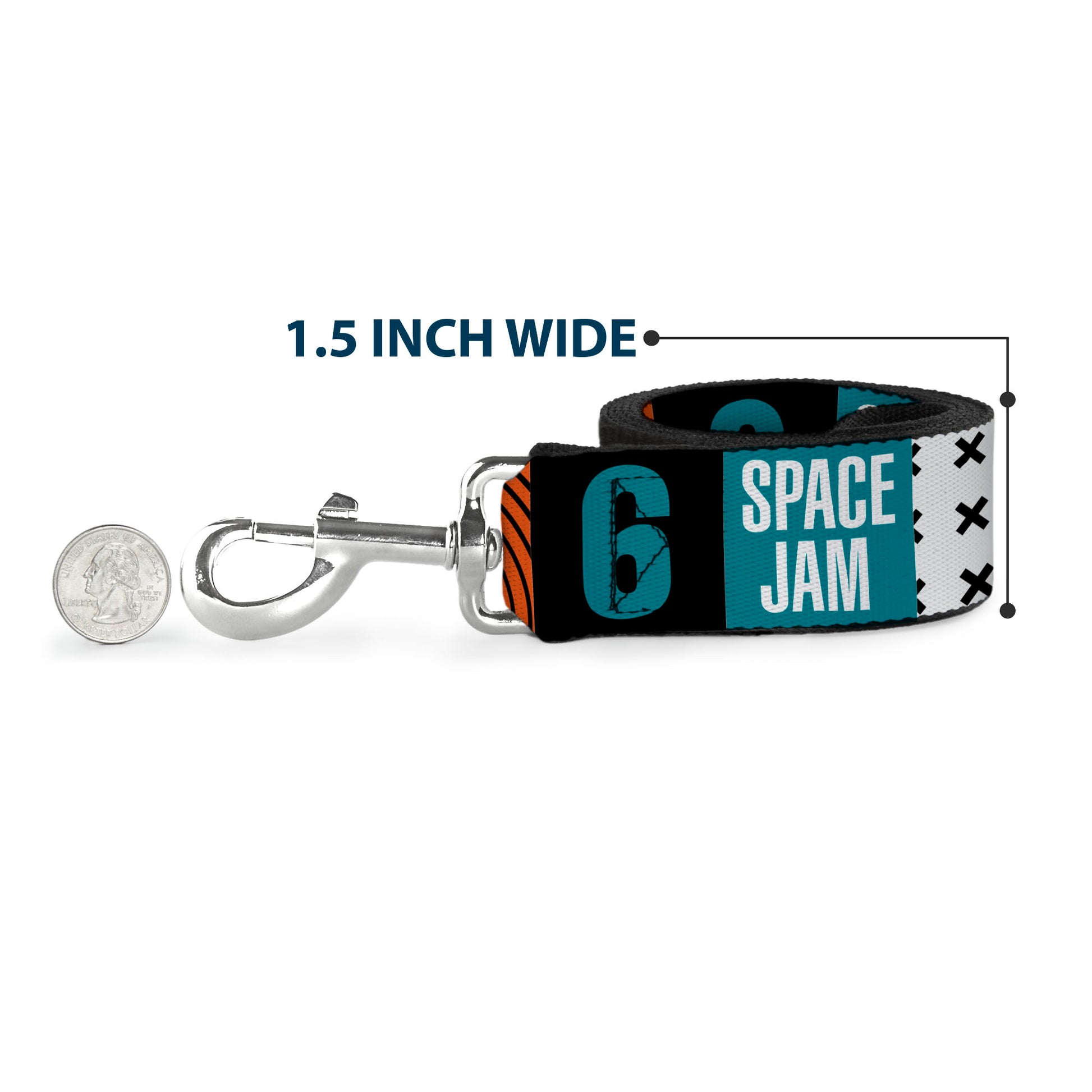 Dog Leash - SPACE JAM Number 6 Blocks Black/Turquoise/White/Red Dog Leashes Looney Tunes