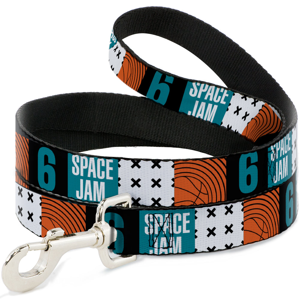 Dog Leash - SPACE JAM Number 6 Blocks Black/Turquoise/White/Red Dog Leashes Looney Tunes
