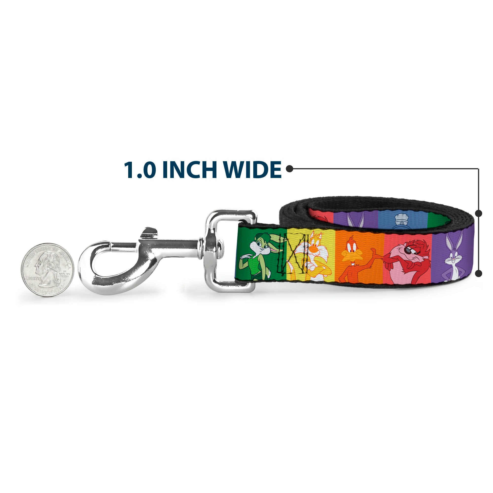 Dog Leash - Looney Tunes 6-Character Pose Pride Blocks Multi Color Dog Leashes Looney Tunes