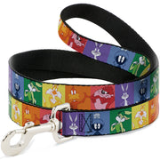 Dog Leash - Looney Tunes 6-Character Pose Pride Blocks Multi Color Dog Leashes Looney Tunes